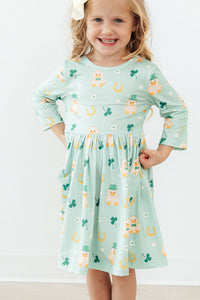 SALE Lucky Duck 3/4 Sleeve Pocket Twirl Dress