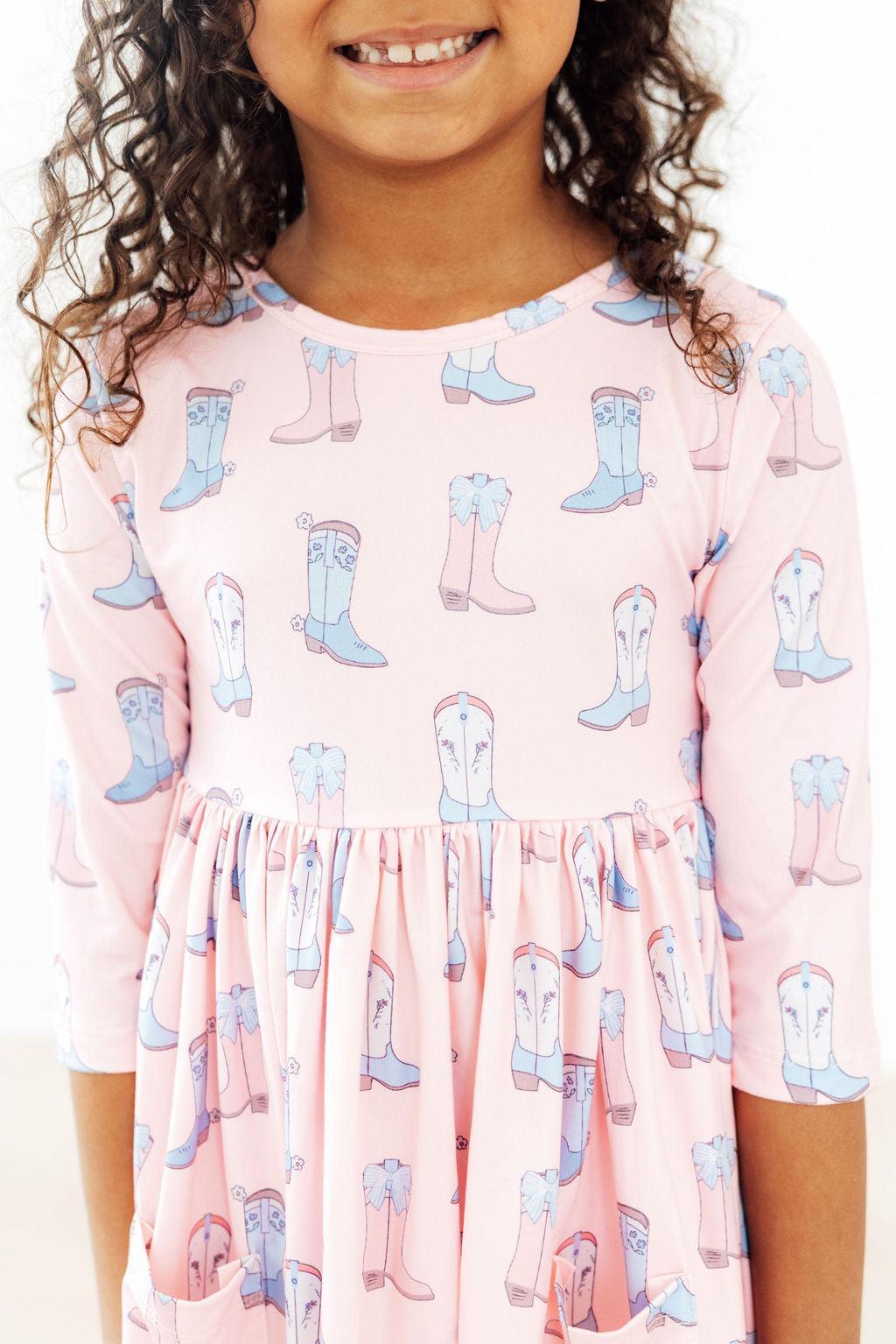 Ribbons & Rodeos 3/4 Sleeve Pocket Twirl Dress 1
