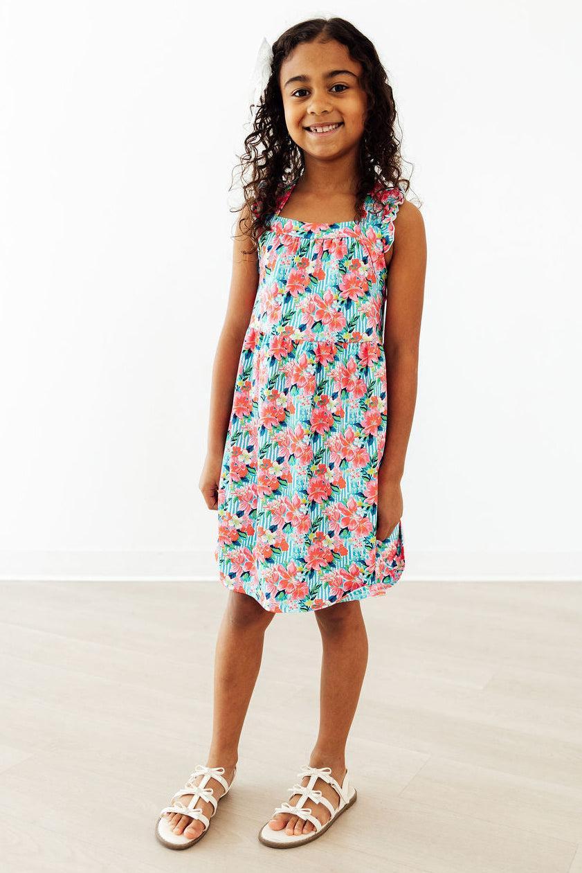 Petals in Paradise Ruffle Cross Back Dress 2