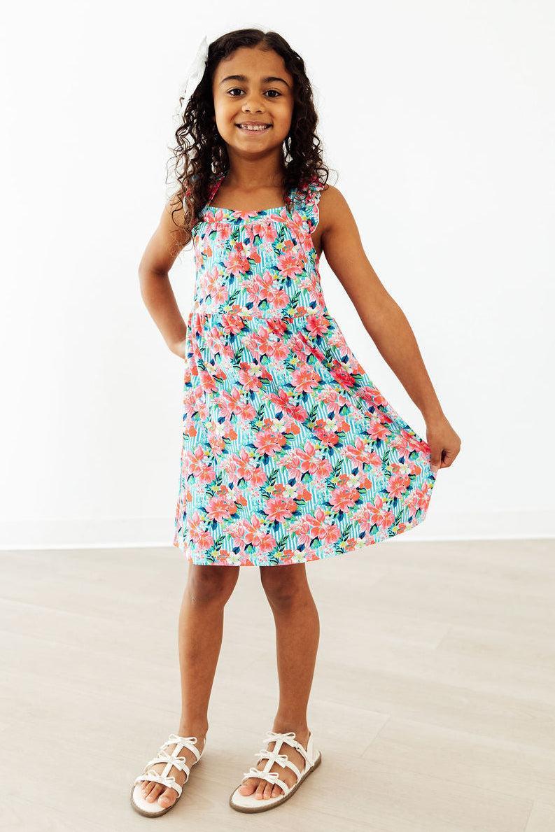 Petals in Paradise Ruffle Cross Back Dress 3