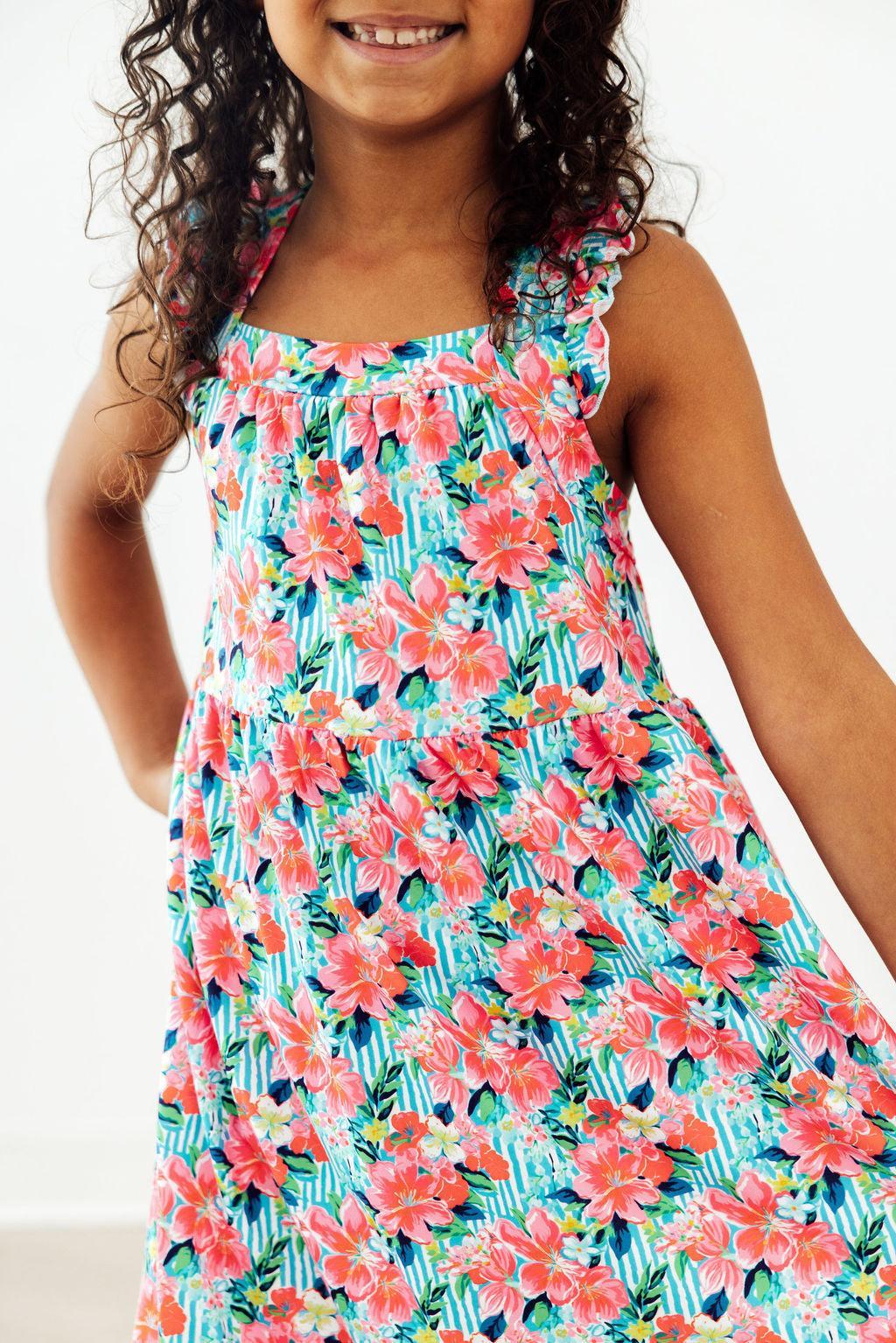 Petals in Paradise Ruffle Cross Back Dress 1