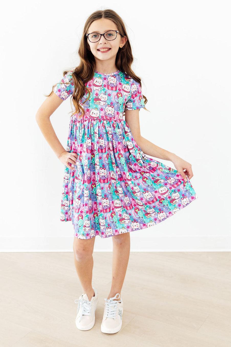 Time to Purr-ty S/S Pocket Twirl Dress 3