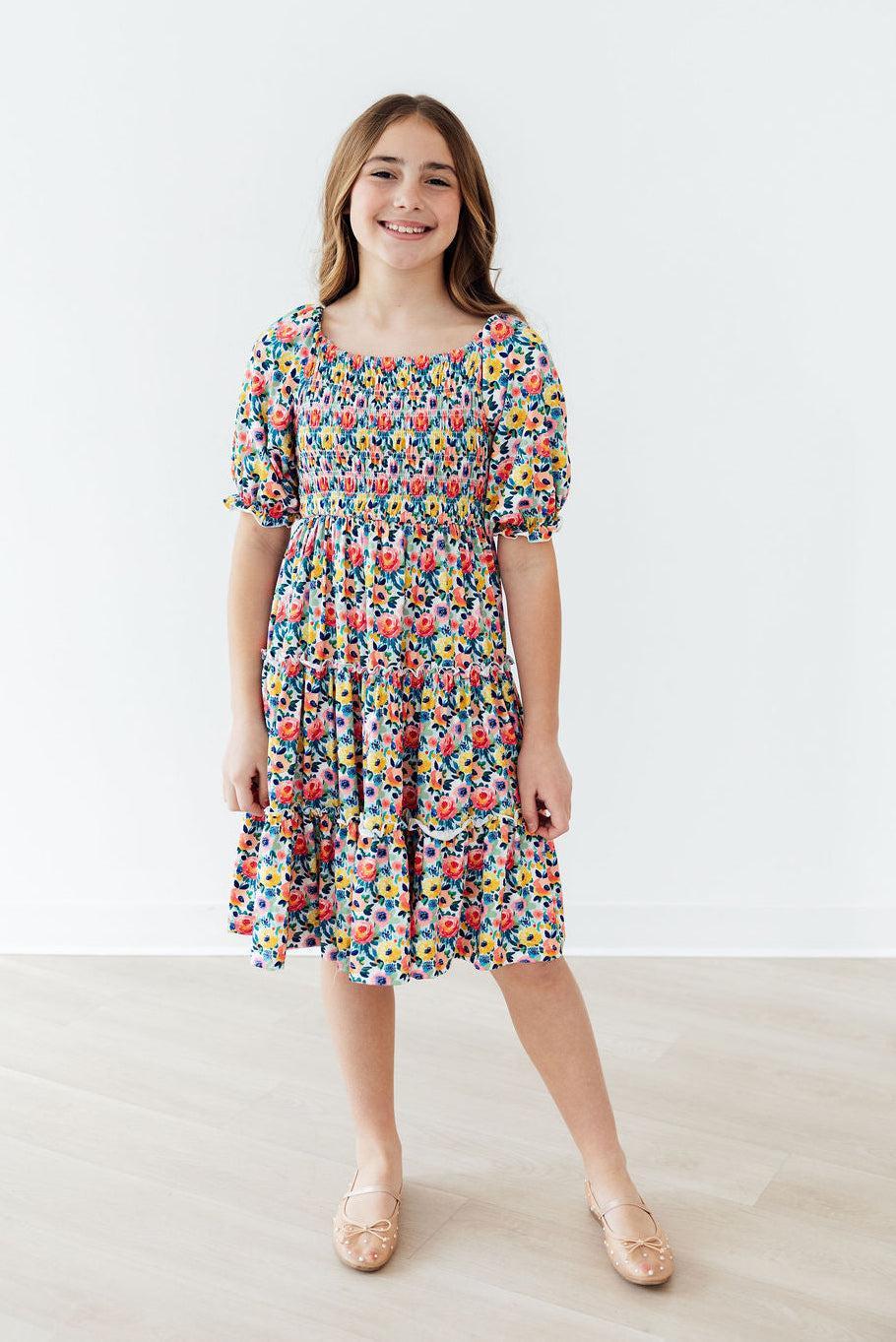 SALE Beautiful Blossoms Smocked Ruffle Dress 6