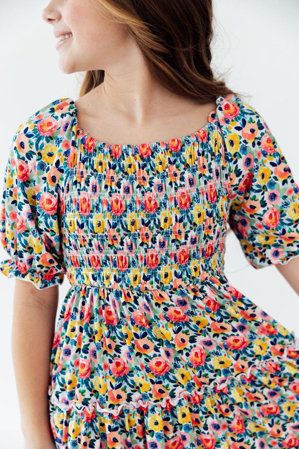 SALE Beautiful Blossoms Smocked Ruffle Dress 2