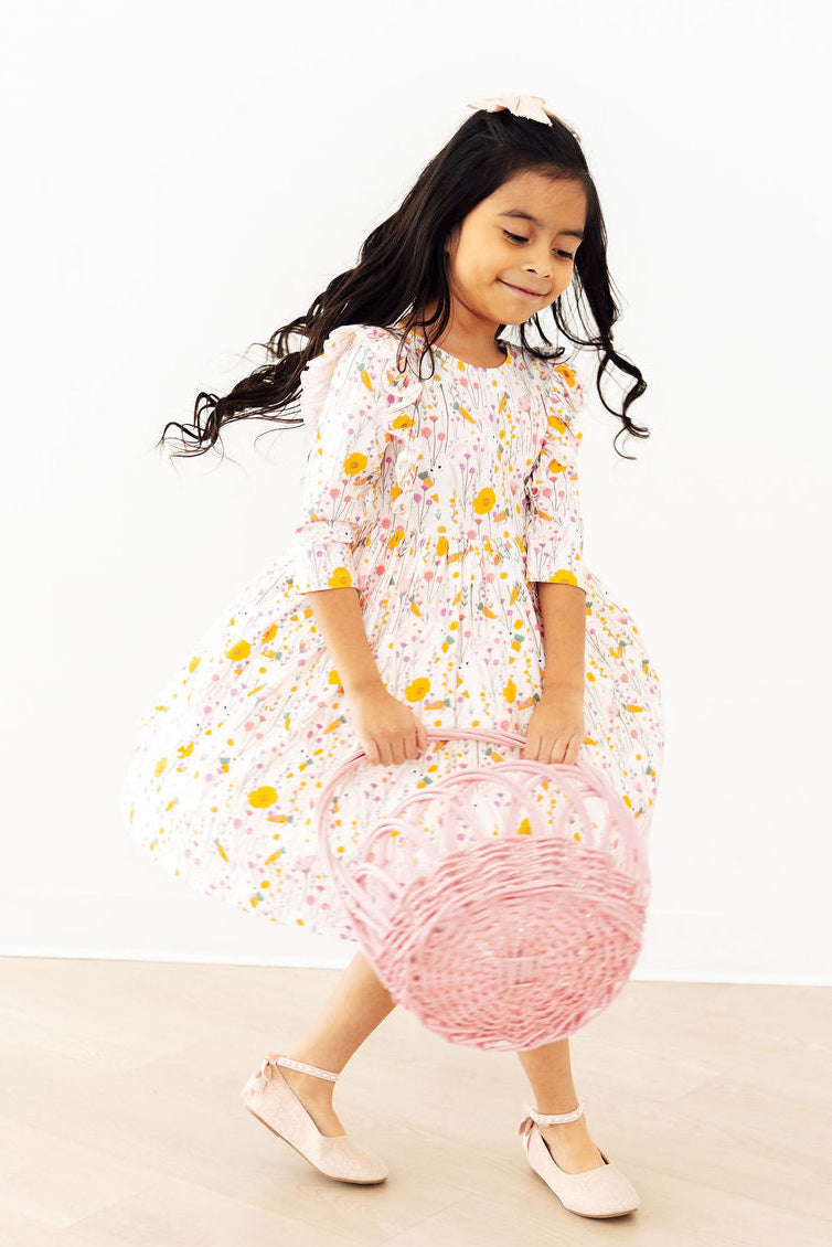 Carrot Cutie 3/4 Sleeve Ruffle Twirl Dress 3