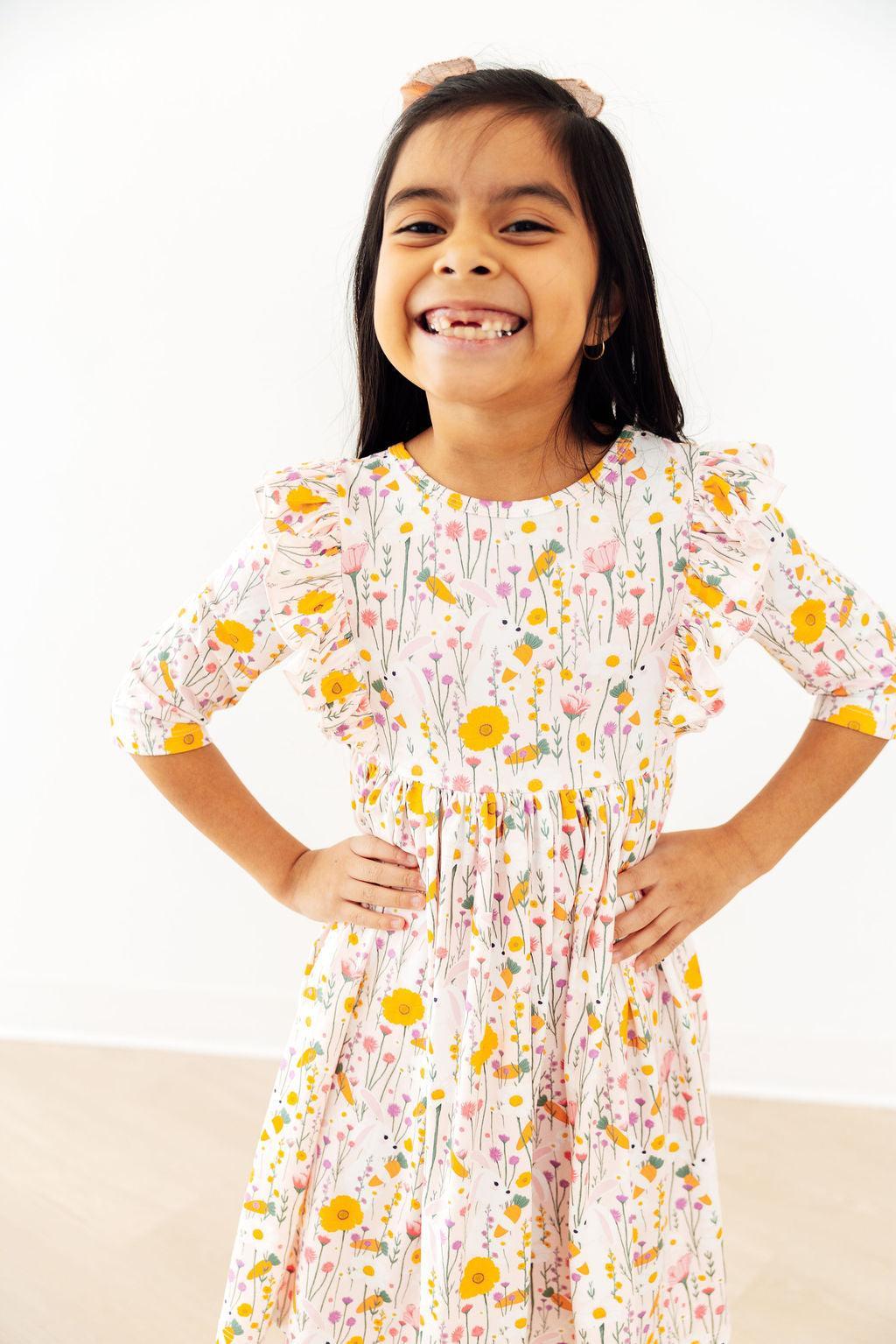 Carrot Cutie 3/4 Sleeve Ruffle Twirl Dress 4
