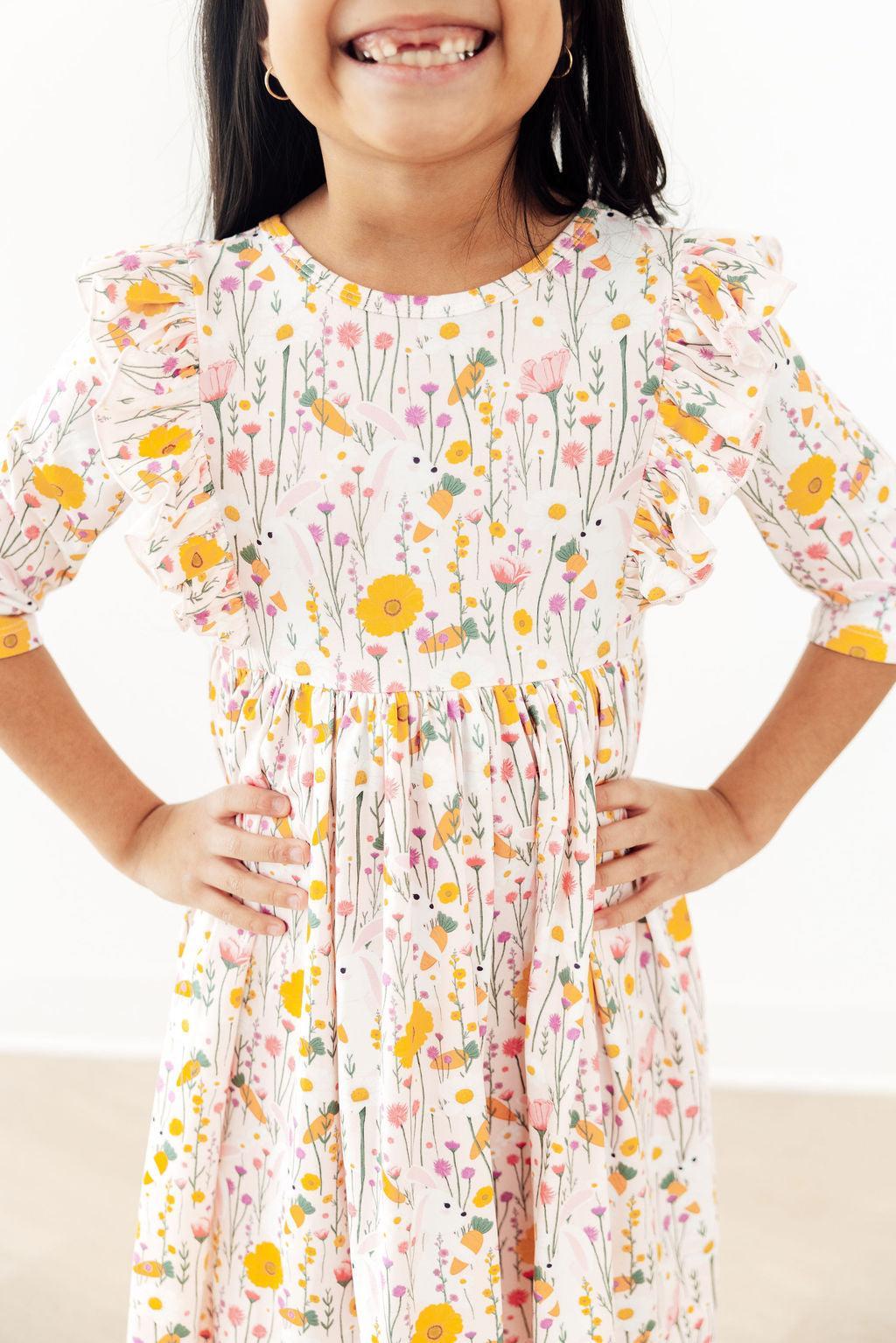 Carrot Cutie 3/4 Sleeve Ruffle Twirl Dress 6