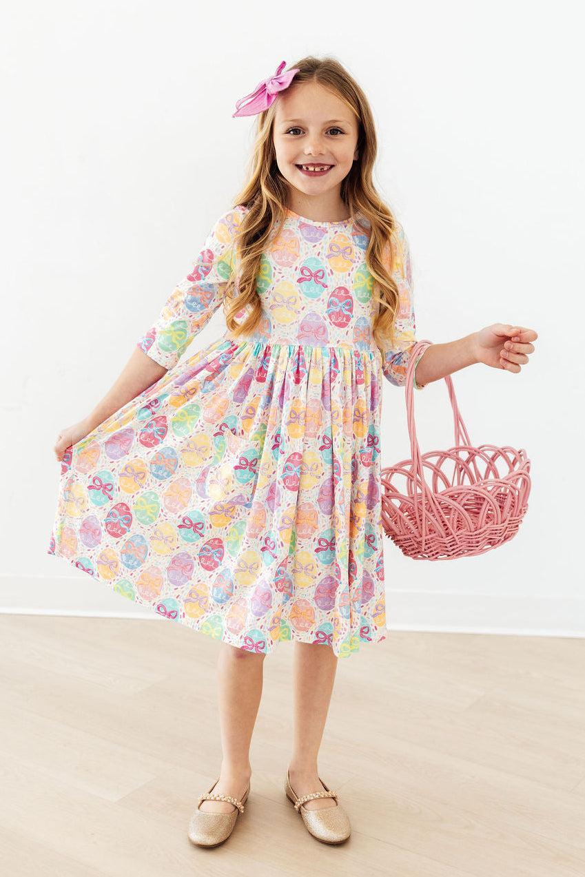 Egg-stra Cute 3/4 Sleeve Pocket Twirl Dress 7