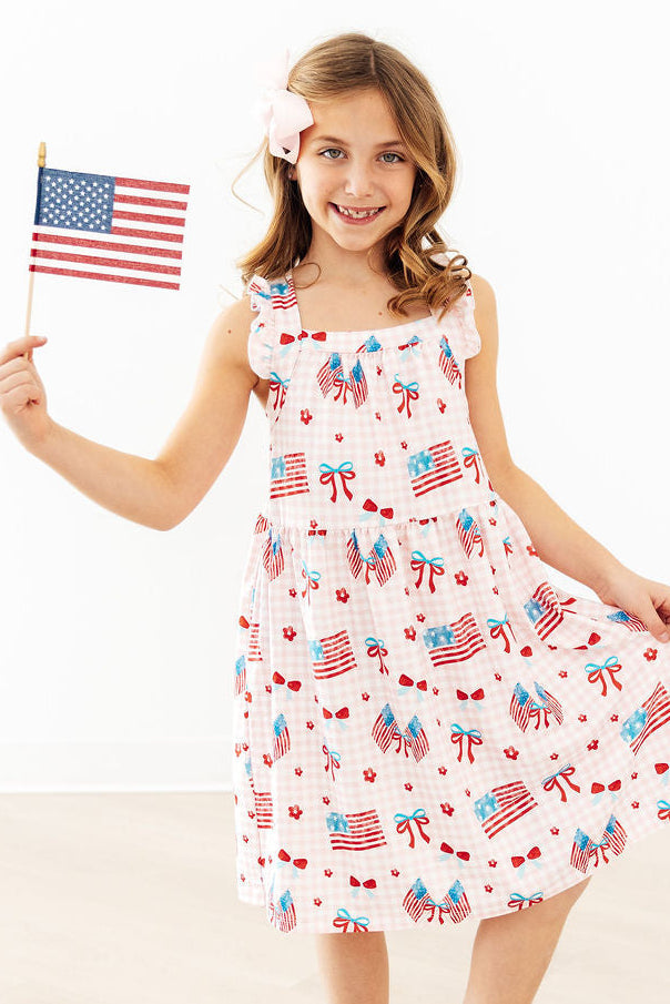Fancy Flags Ruffle Cross Back Dress 1