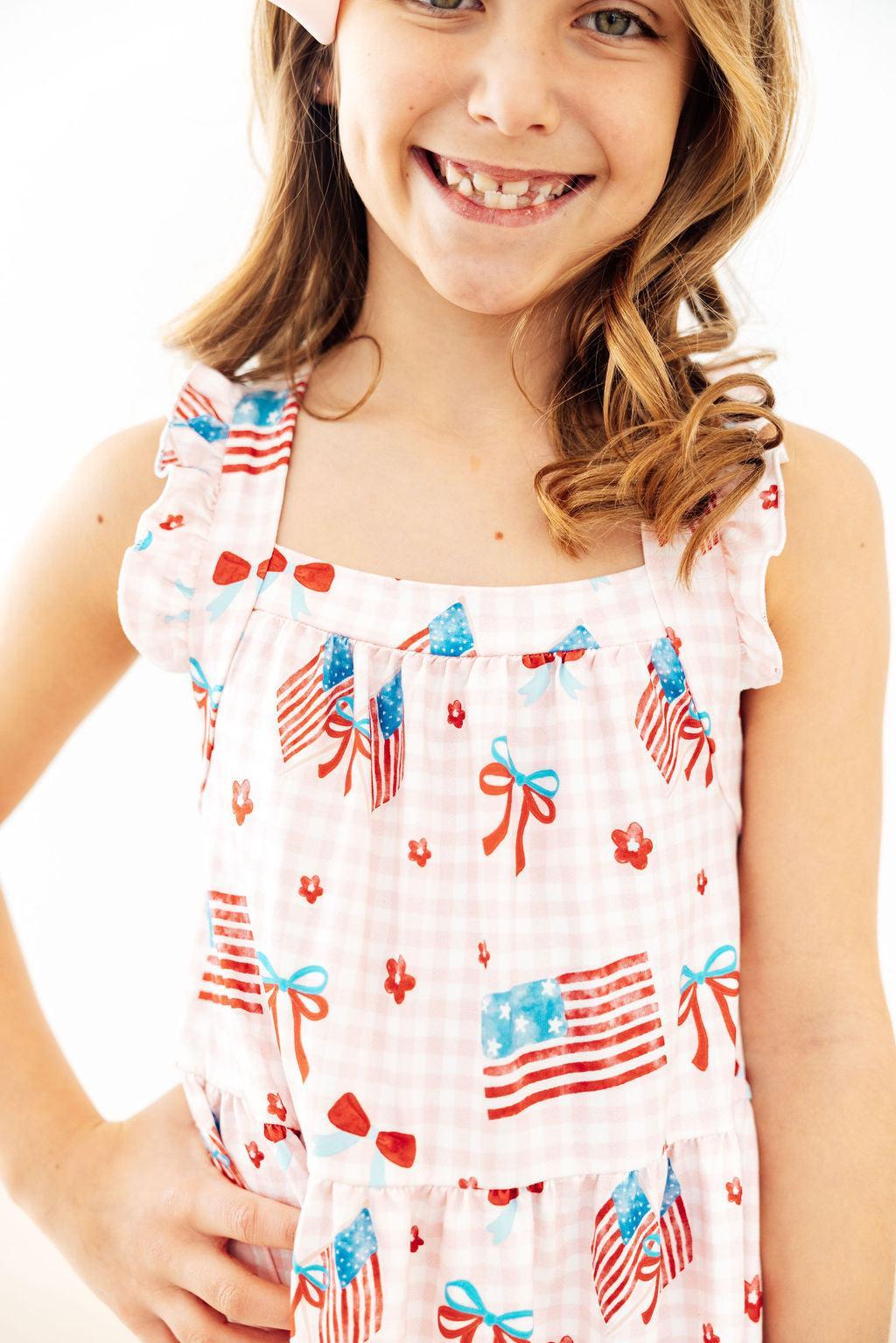 Fancy Flags Ruffle Cross Back Dress 2