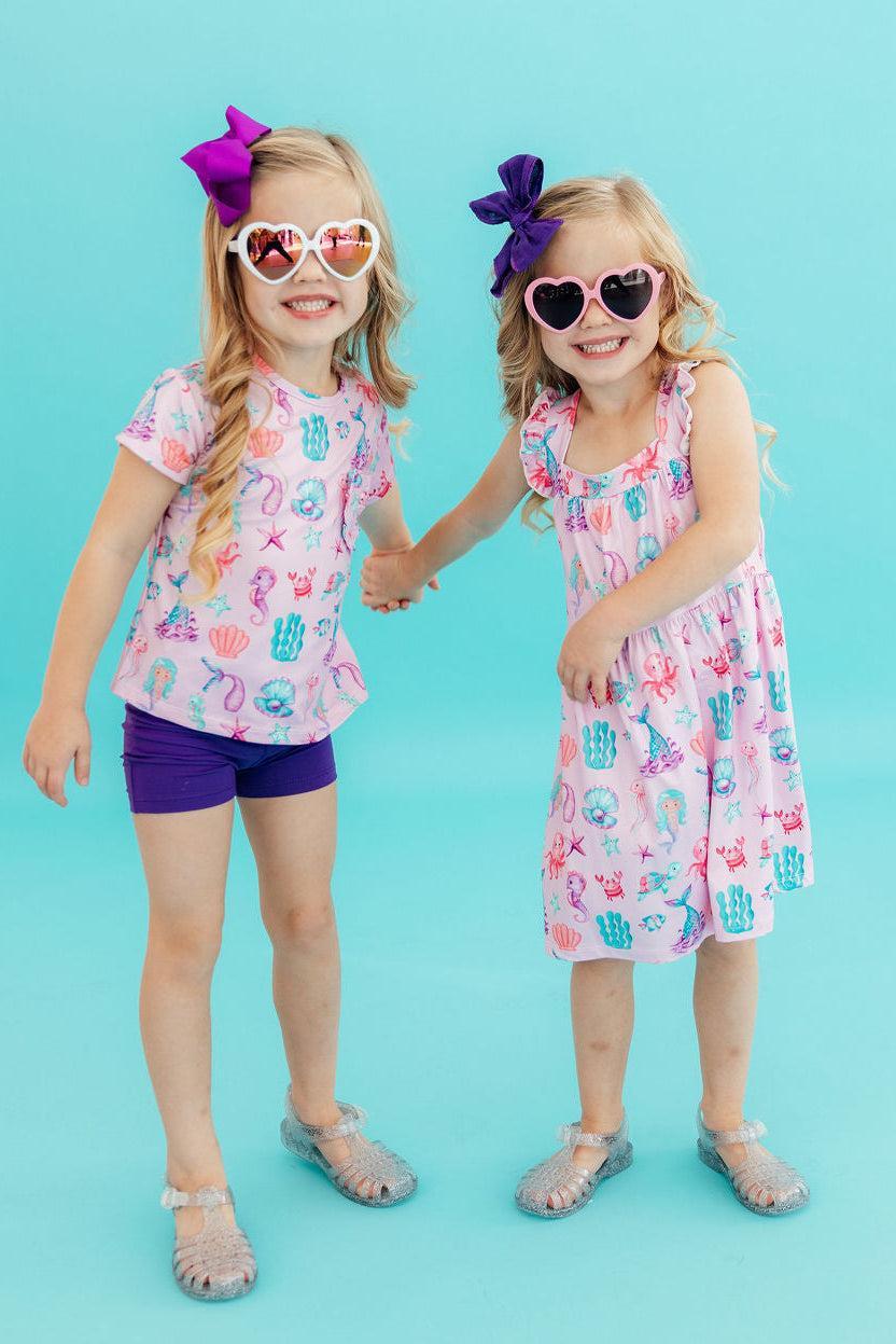 Under the Sea Ruffle Cross Back Dress 2