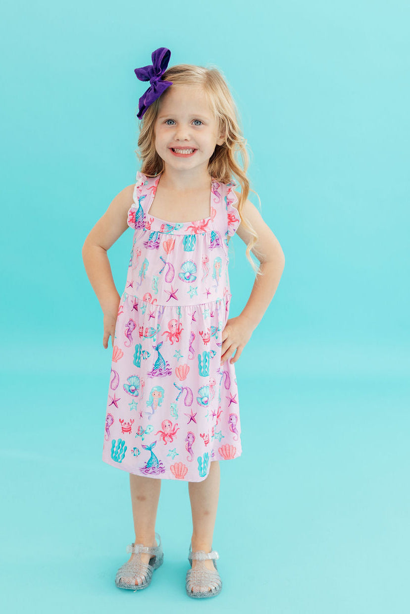 Under the Sea Ruffle Cross Back Dress 3