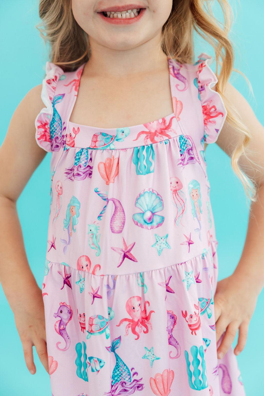 Under the Sea Ruffle Cross Back Dress 1