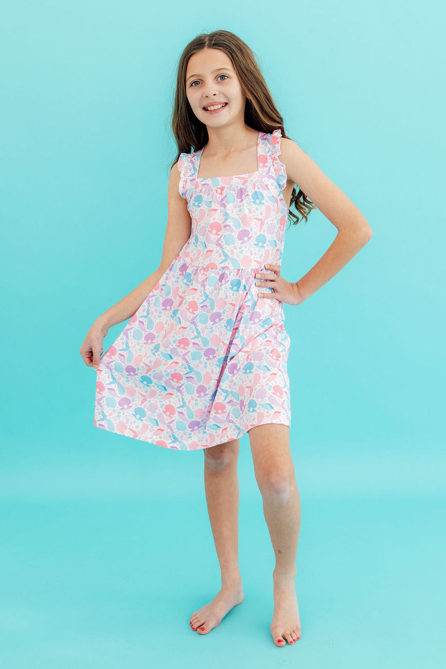 Mermaid Tails Ruffle Cross Back Dress 2