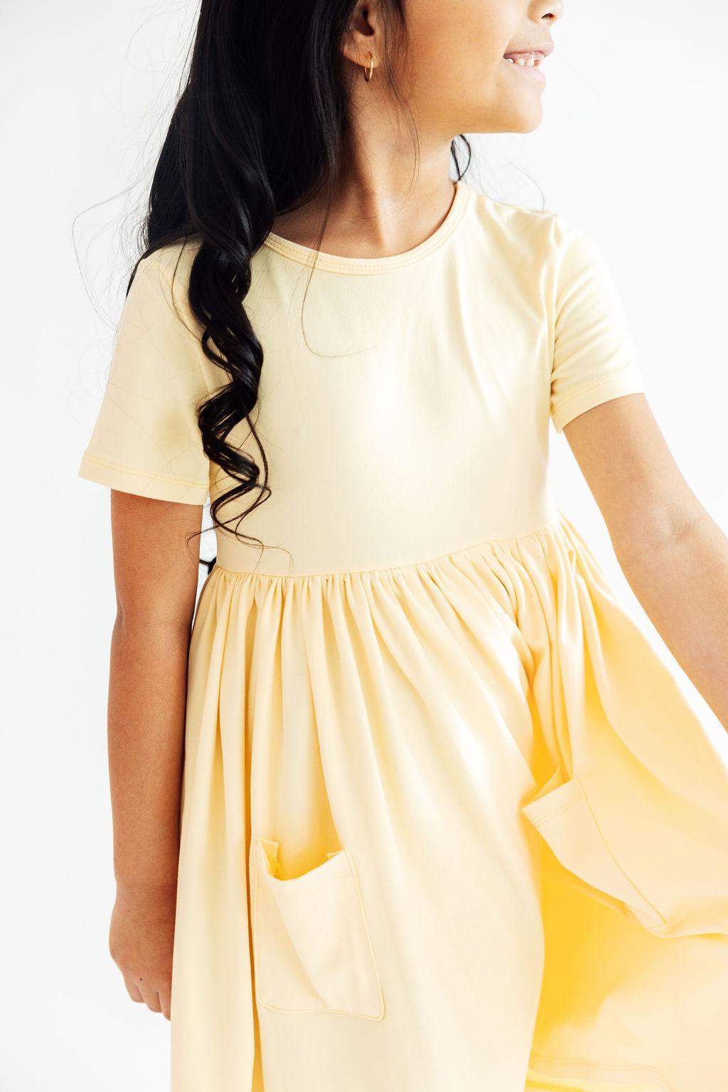 Butter Yellow S/S Pocket Twirl Dress 1