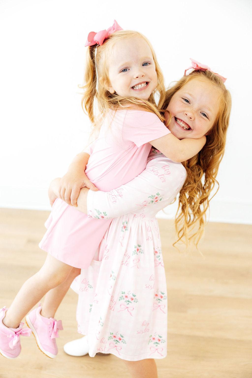 Big Sister Floral 3/4 Sleeve Pocket Twirl Dress 2
