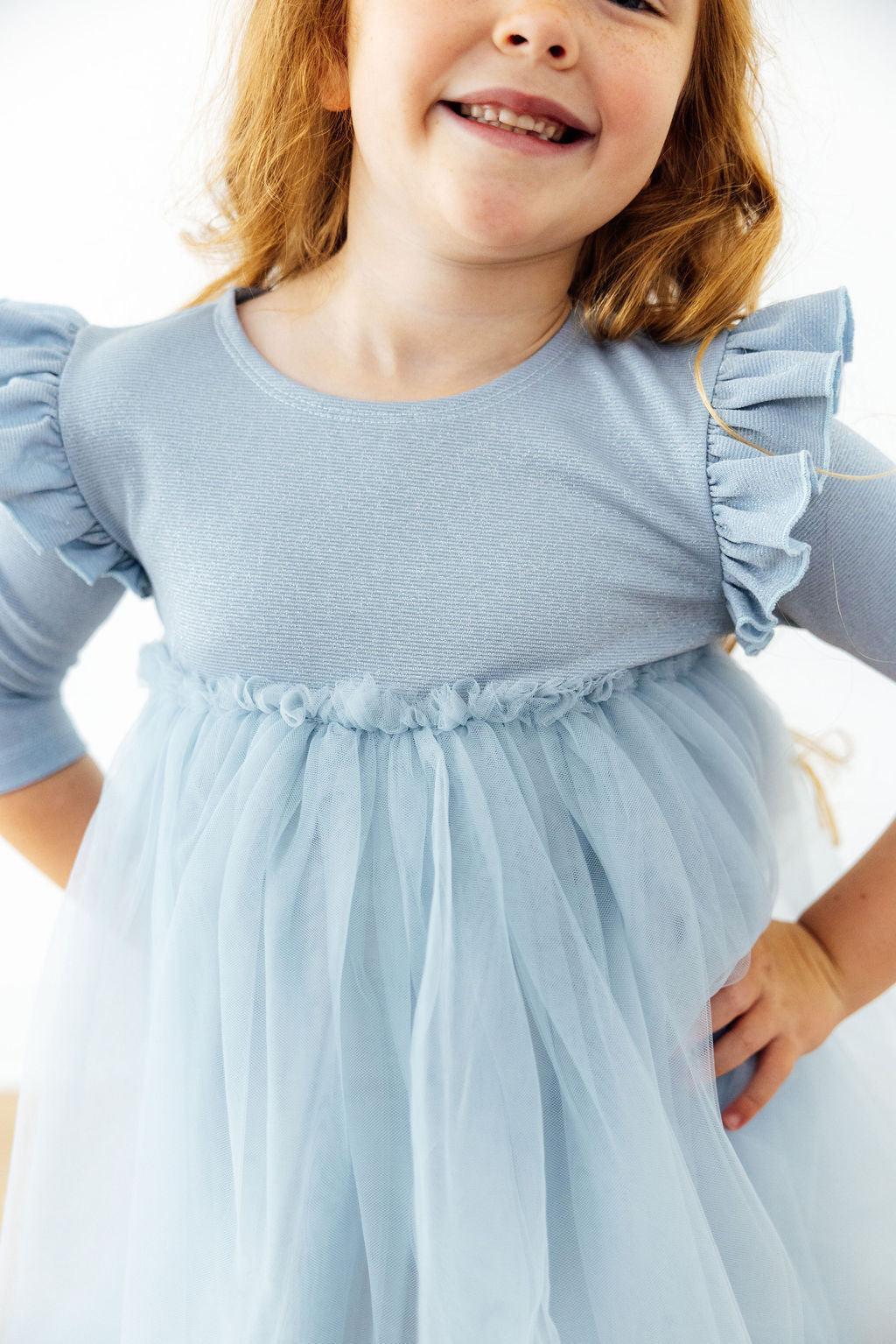 Bluebird Shimmer 3/4 Sleeve Tutu Dress 1