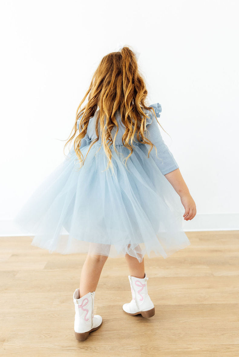 Bluebird Shimmer 3/4 Sleeve Tutu Dress 3