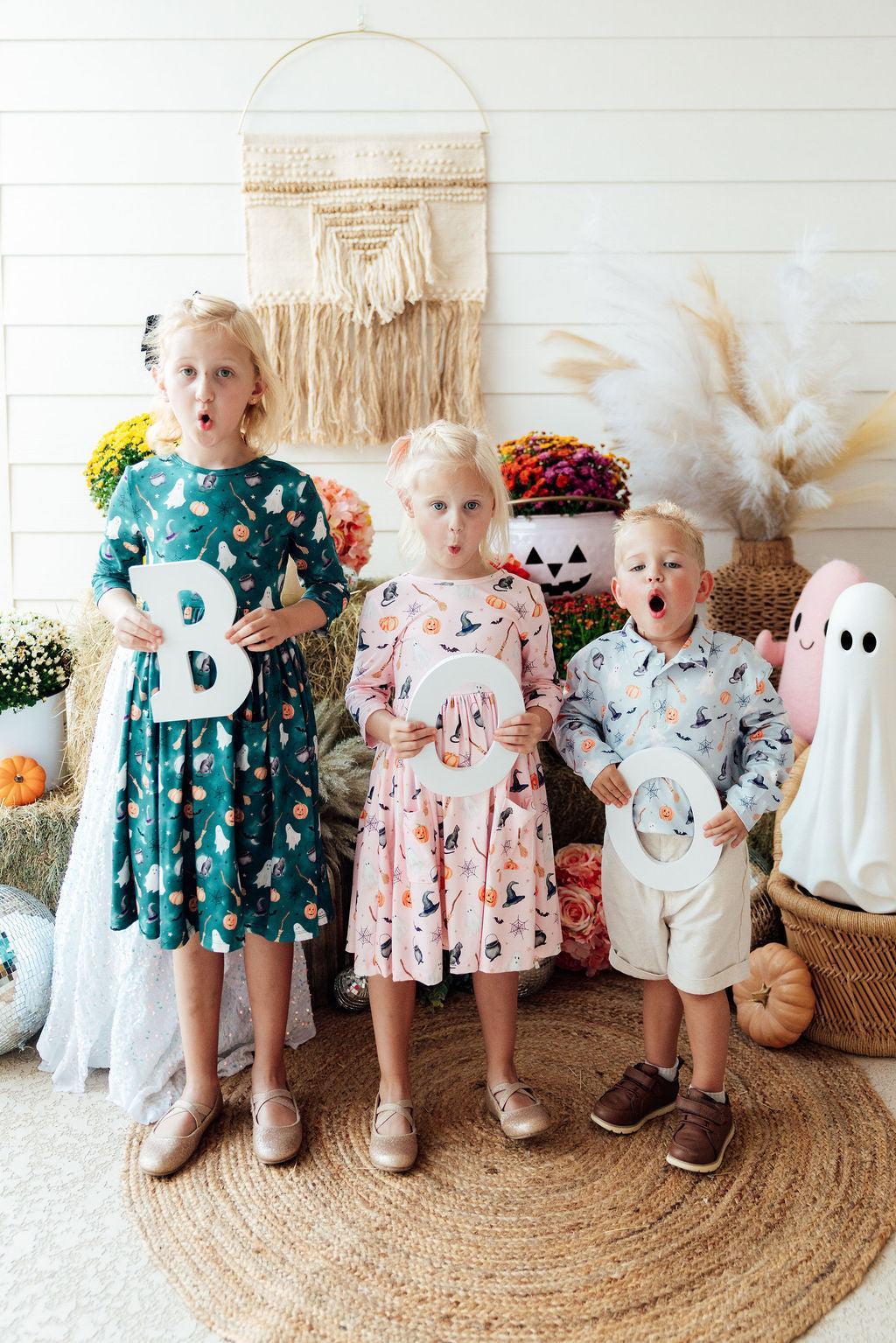 Happy Haunting 3/4 Sleeve Pocket Twirl Dress 2