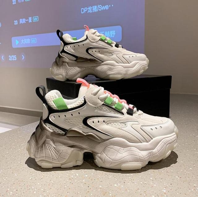 Modern Thick Platform Sneakers White Woman Vulcanize Shoes Luxury Tennis Sneakers Trainers Lace Up Fashion Comfortable Walking Footwear New Lightweight Sneakers 1