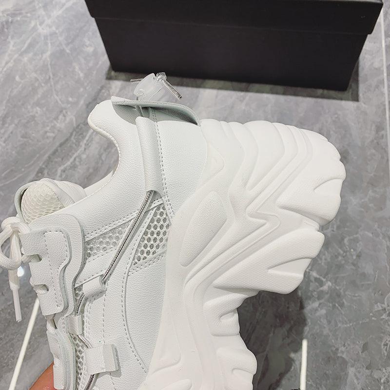 Modern Thick Platform Sneakers White Woman Vulcanize Shoes Luxury Tennis Sneakers Trainers Lace Up Fashion Comfortable Walking Footwear New Lightweight Sneakers 17