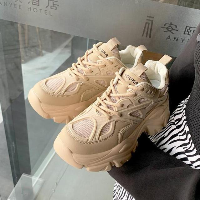 Modern Thick Platform Sneakers White Woman Vulcanize Shoes Luxury Tennis Sneakers Trainers Lace Up Fashion Comfortable Walking Footwear New Lightweight Sneakers 25