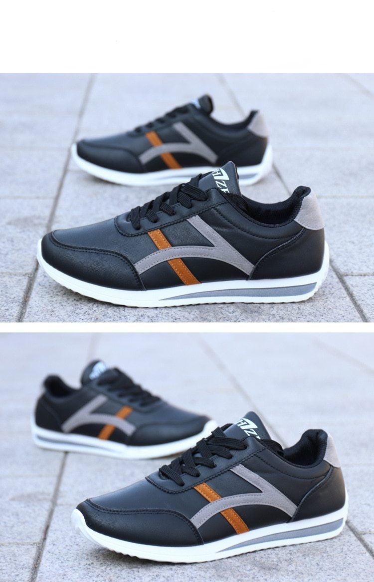 New Men's Fashion Leather Non-Slip White Casual Sports Round Toe Low-Top Comfortable Running High Quality Mens Casual Flat Footwear Classic White Mens Fashion Walking Sneakers 6