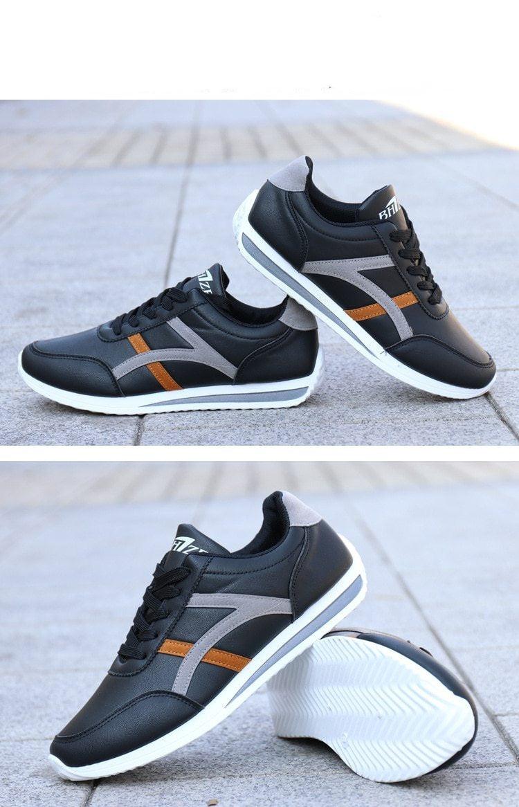 New Men's Fashion Leather Non-Slip White Casual Sports Round Toe Low-Top Comfortable Running High Quality Mens Casual Flat Footwear Classic White Mens Fashion Walking Sneakers 7