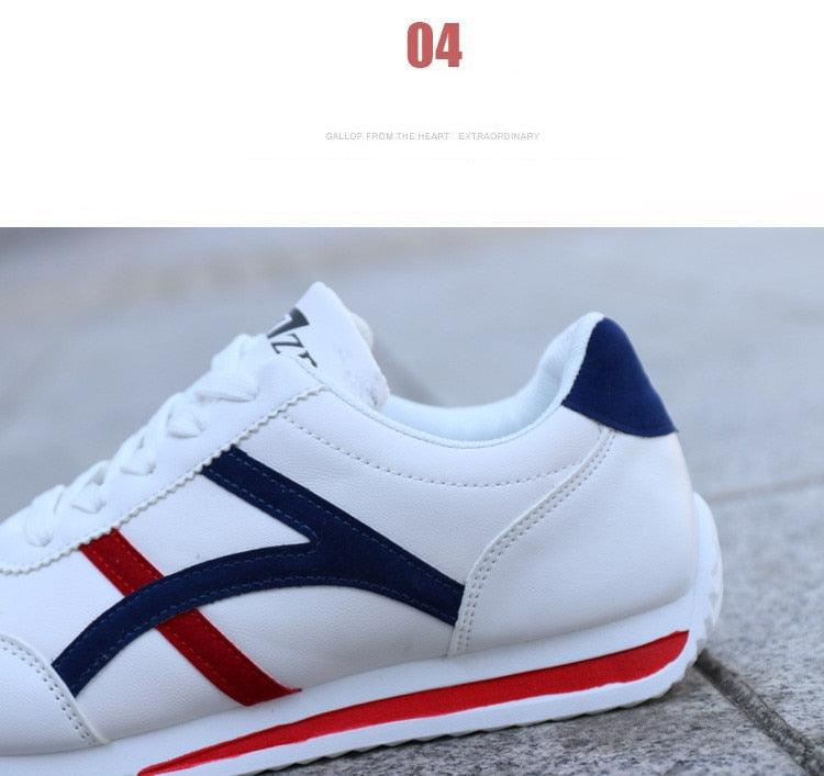 New Men's Fashion Leather Non-Slip White Casual Sports Round Toe Low-Top Comfortable Running High Quality Mens Casual Flat Footwear Classic White Mens Fashion Walking Sneakers 11