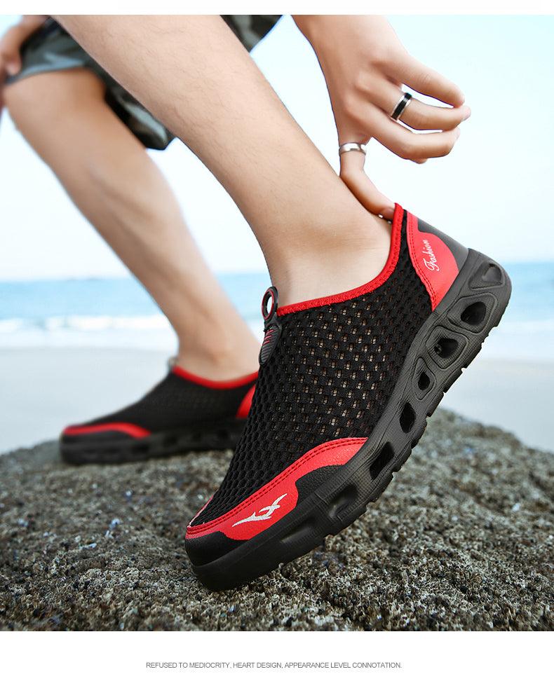 New Mesh Mens Aqua Shoes Outdoor Breathable Quick Dry Water Sneakers Light Anti-Skid Sport Footwear Comfortable Mesh Work Shoes Beach Swim Surf Shoes Water Shoes 17