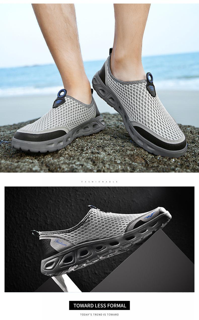 New Mesh Mens Aqua Shoes Outdoor Breathable Quick Dry Water Sneakers Light Anti-Skid Sport Footwear Comfortable Mesh Work Shoes Beach Swim Surf Shoes Water Shoes 4