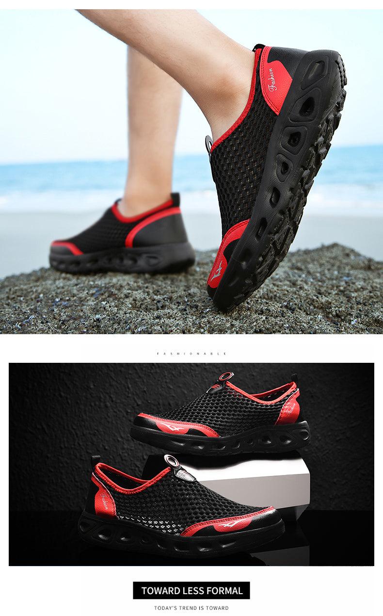 New Mesh Mens Aqua Shoes Outdoor Breathable Quick Dry Water Sneakers Light Anti-Skid Sport Footwear Comfortable Mesh Work Shoes Beach Swim Surf Shoes Water Shoes 5