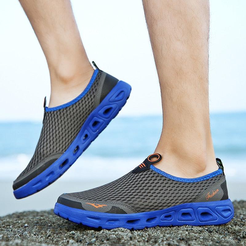 New Mesh Mens Aqua Shoes Outdoor Breathable Quick Dry Water Sneakers Light Anti-Skid Sport Footwear Comfortable Mesh Work Shoes Beach Swim Surf Shoes Water Shoes 13