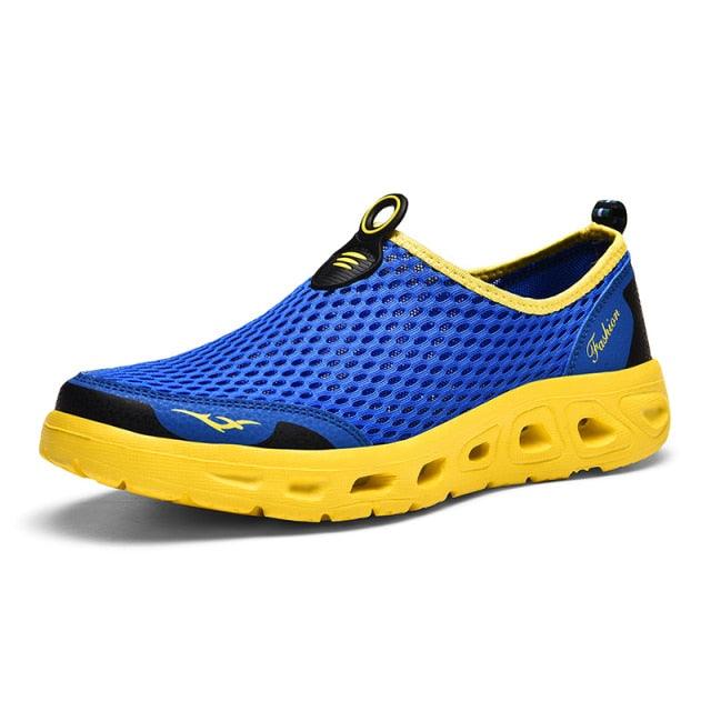 New Mesh Mens Aqua Shoes Outdoor Breathable Quick Dry Water Sneakers Light Anti-Skid Sport Footwear Comfortable Mesh Work Shoes Beach Swim Surf Shoes Water Shoes 9