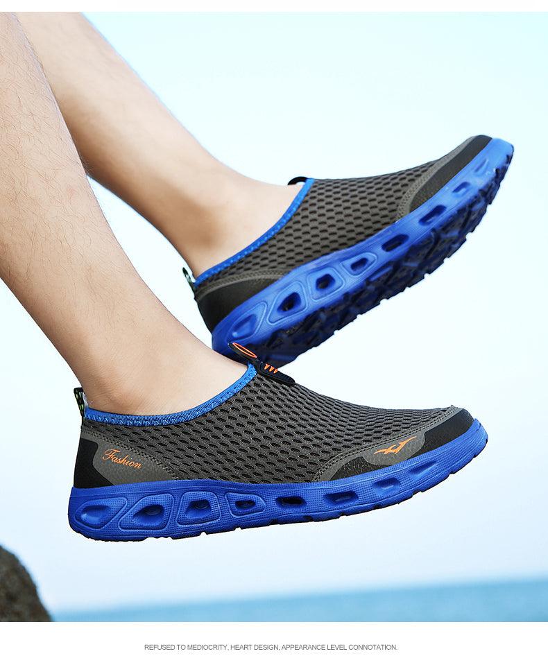 New Mesh Mens Aqua Shoes Outdoor Breathable Quick Dry Water Sneakers Light Anti-Skid Sport Footwear Comfortable Mesh Work Shoes Beach Swim Surf Shoes Water Shoes 12