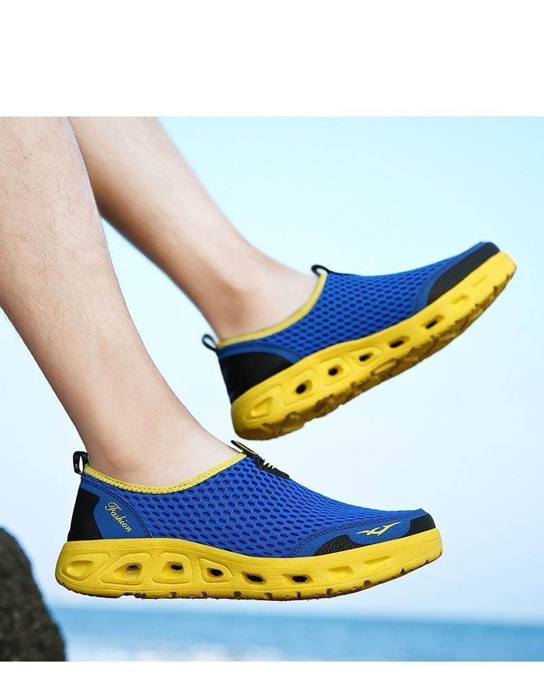 New Mesh Mens Aqua Shoes Outdoor Breathable Quick Dry Water Sneakers Light Anti-Skid Sport Footwear Comfortable Mesh Work Shoes Beach Swim Surf Shoes Water Shoes 14