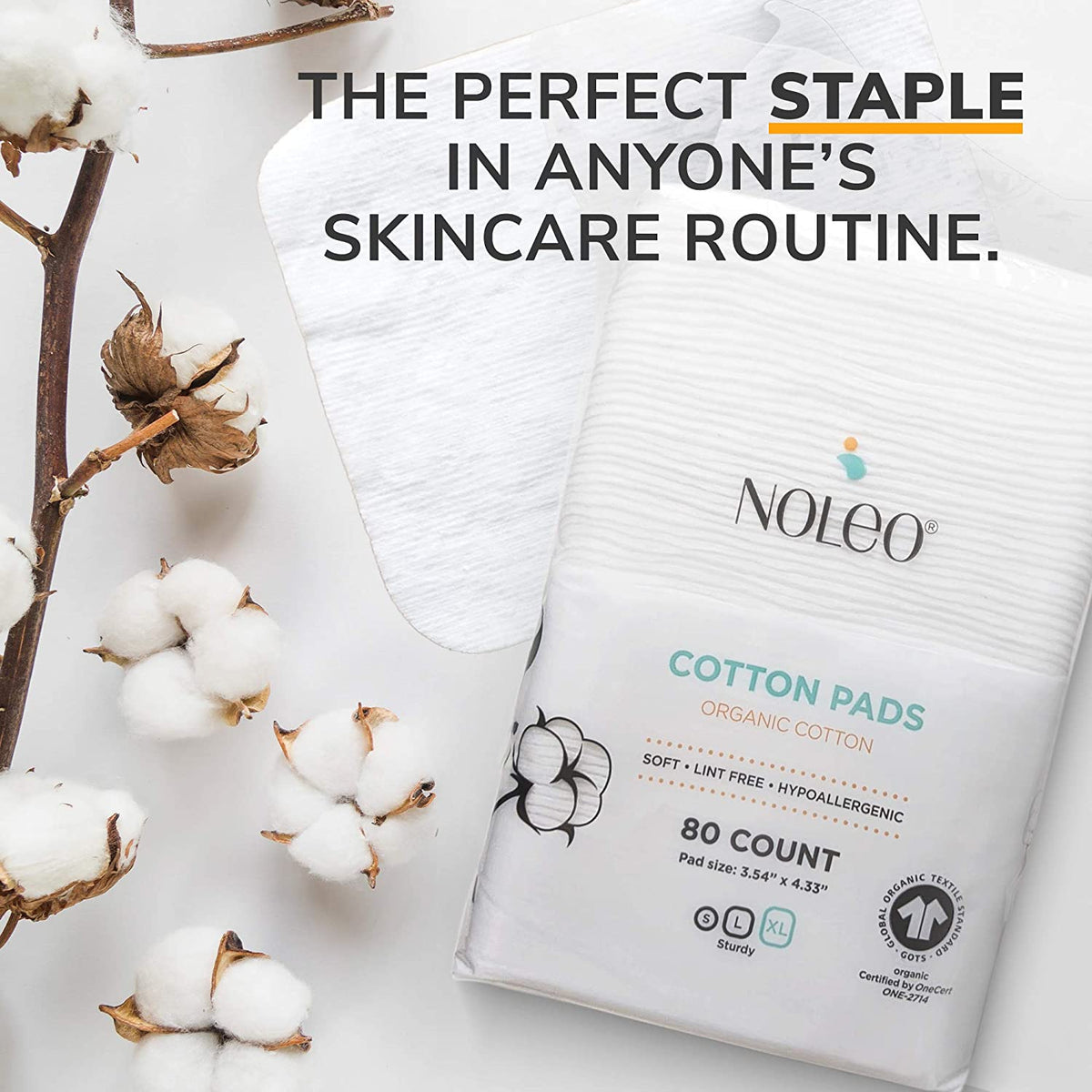 NOLEO Organic Cotton Pads - XL 3.54"x4.33" 5