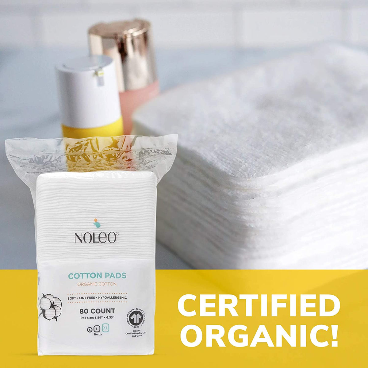 NOLEO Organic Cotton Pads - XL 3.54"x4.33" 6