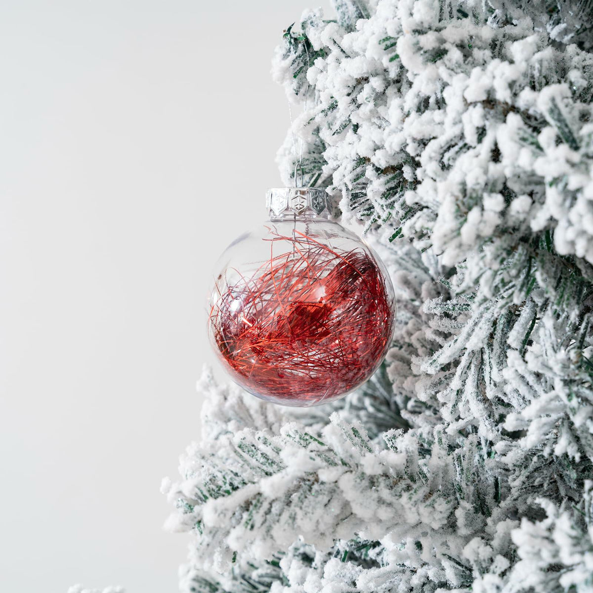 16PCS Clear Red Christmas Balls Ornaments 3.15in Shatterproof Hanging Set 5