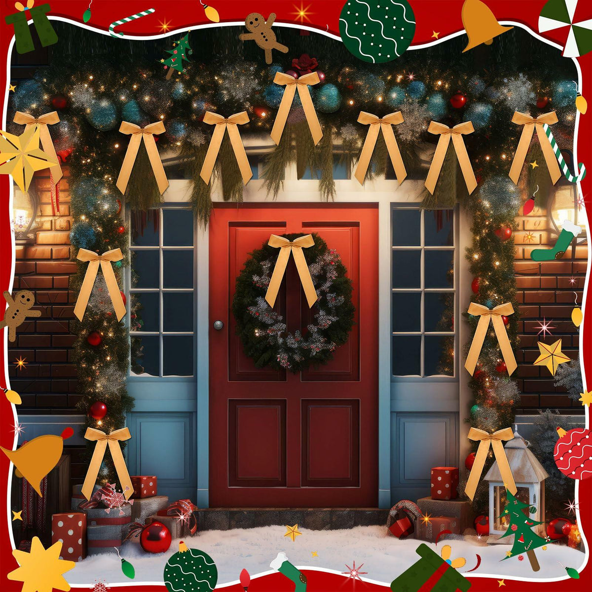 Riceshoot 30 Pcs Velvet Christmas Bow Khaki 6.3x11 Inch Rustic Decor 6