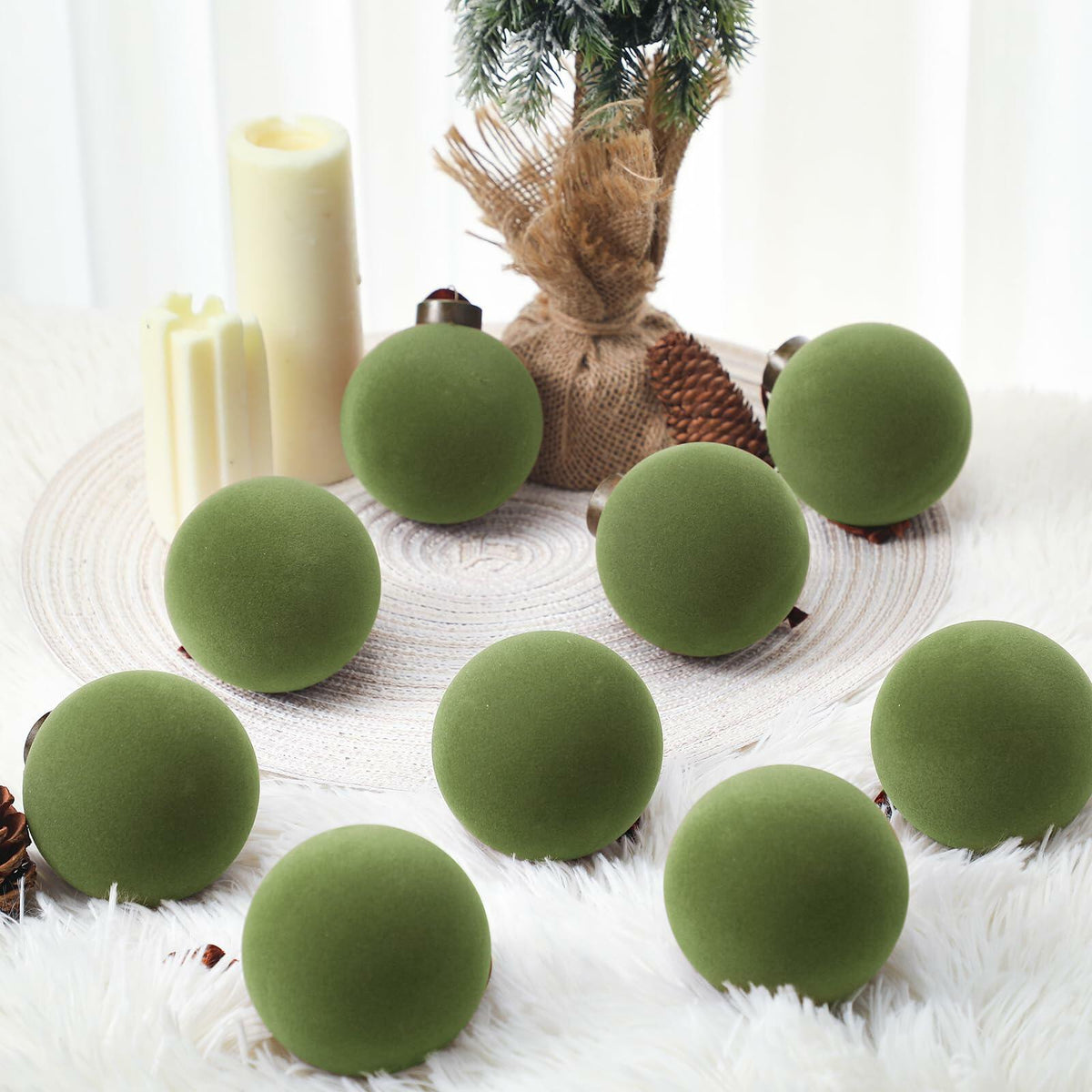 Liliful Velvet Christmas Balls Ornaments Green 3.15 Inch 15 Pcs 7