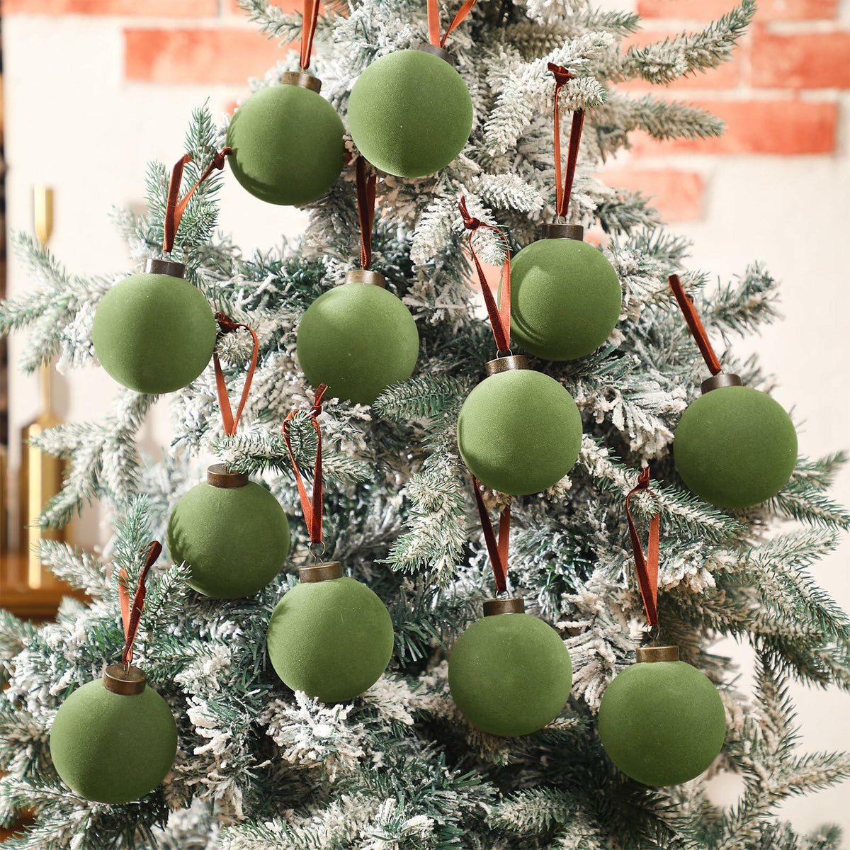 Liliful Velvet Christmas Balls Ornaments Green 3.15 Inch 15 Pcs 6
