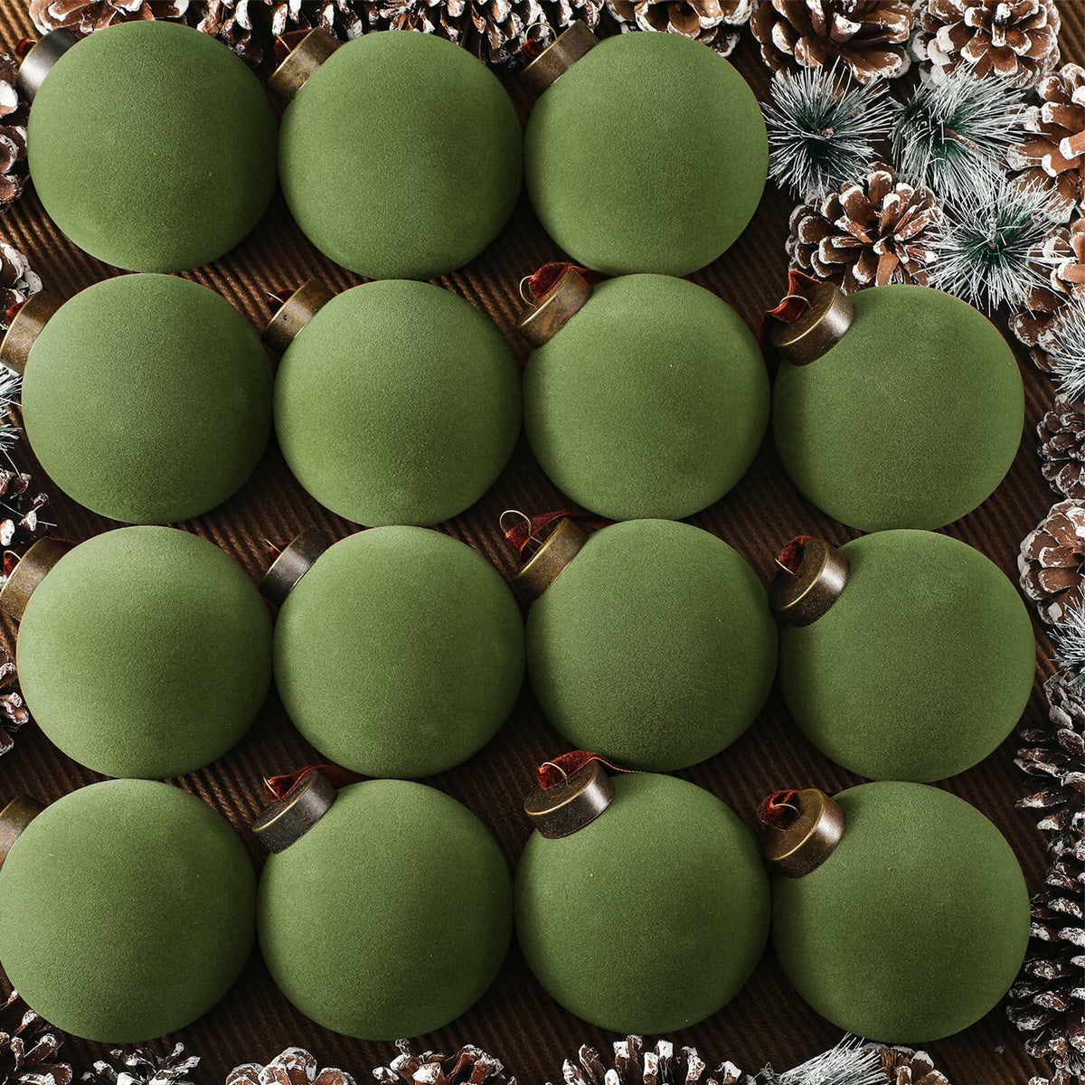 Liliful Velvet Christmas Balls Ornaments Green 3.15 Inch 15 Pcs 1