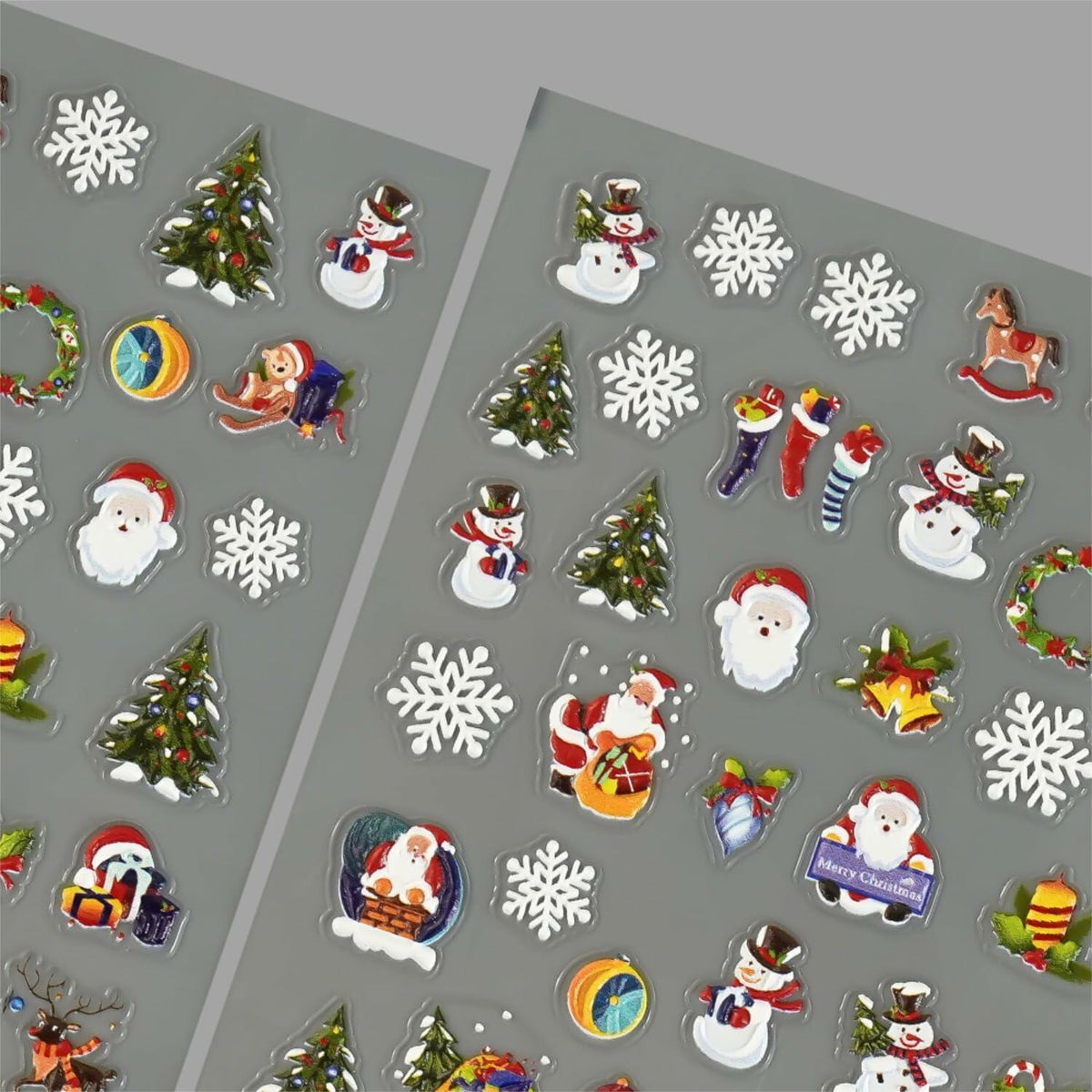 Namrec Christmas Nail Decals 5D Embossed Tree Santa Snowflake 2 Sheets 2