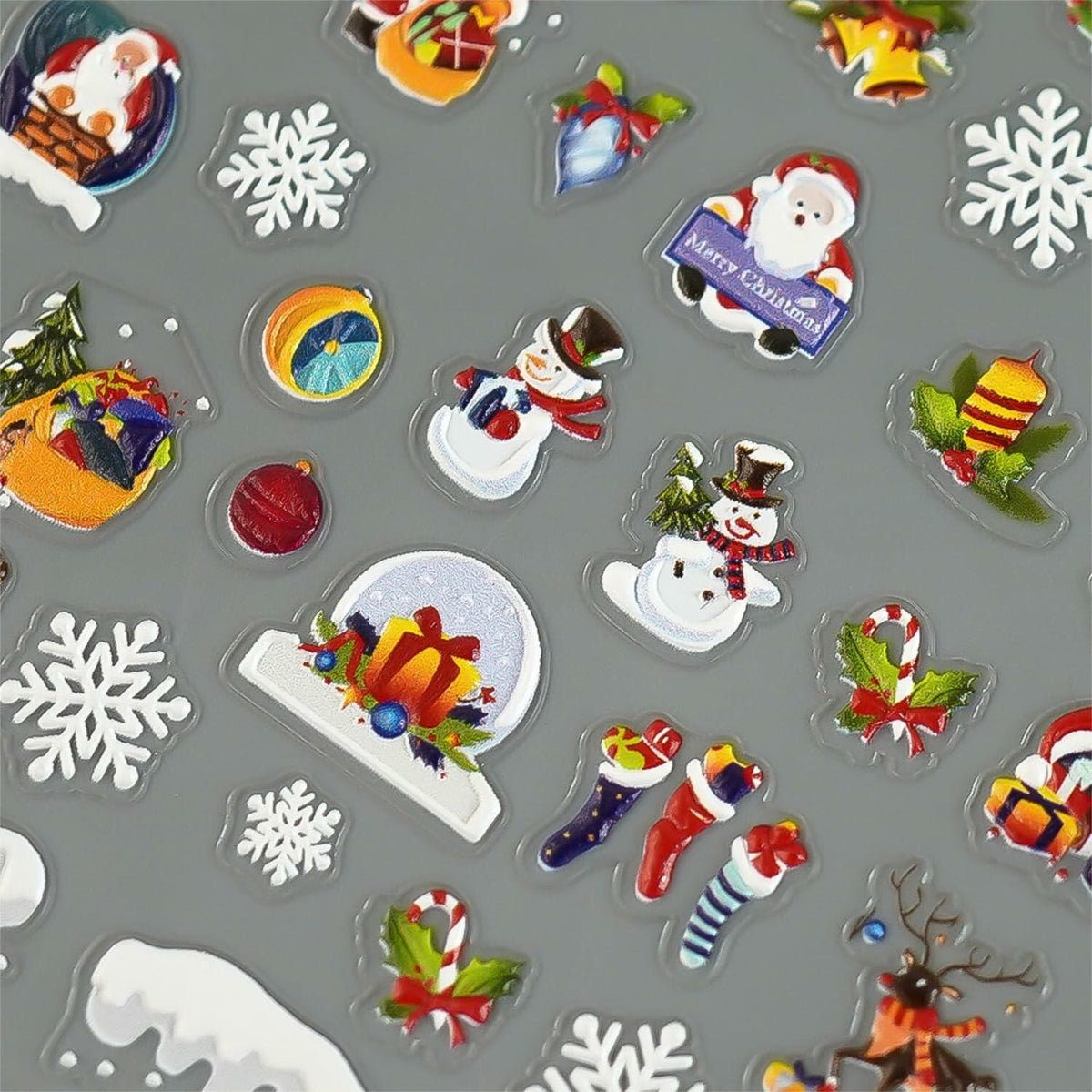 Namrec Christmas Nail Decals 5D Embossed Tree Santa Snowflake 2 Sheets 5