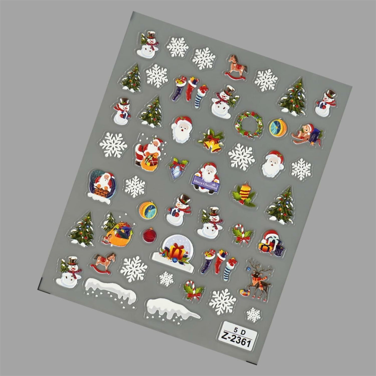 Namrec Christmas Nail Decals 5D Embossed Tree Santa Snowflake 2 Sheets 6