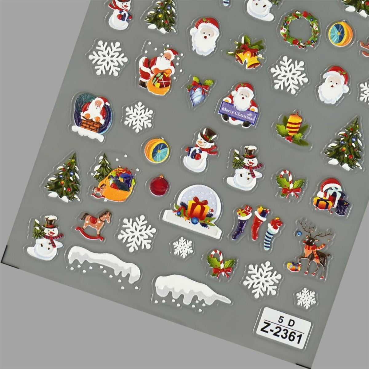 Namrec Christmas Nail Decals 5D Embossed Tree Santa Snowflake 2 Sheets 3