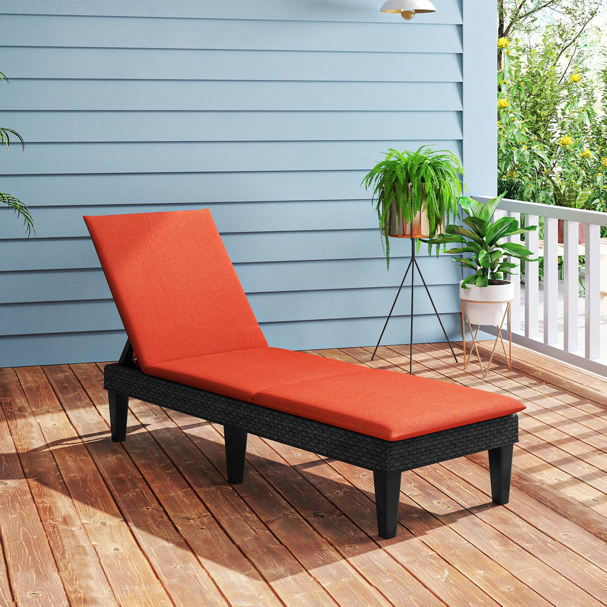 Patio Lounge Chair 3-Position Adjustable Backrest and Cushion 4