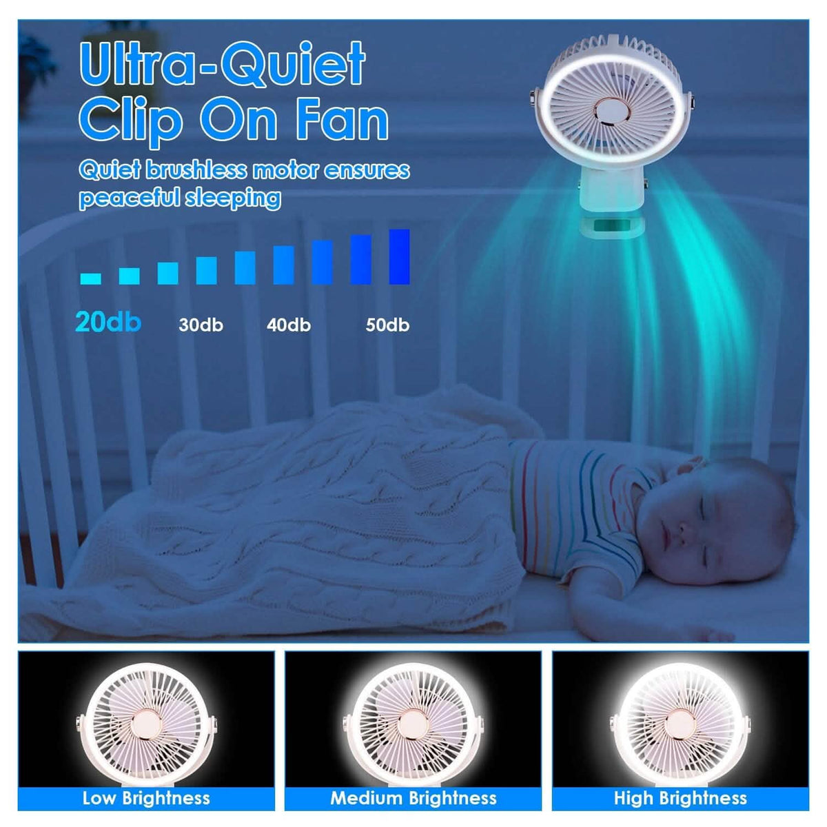 Portable Quiet Rechargeable Clip-On Fan 11