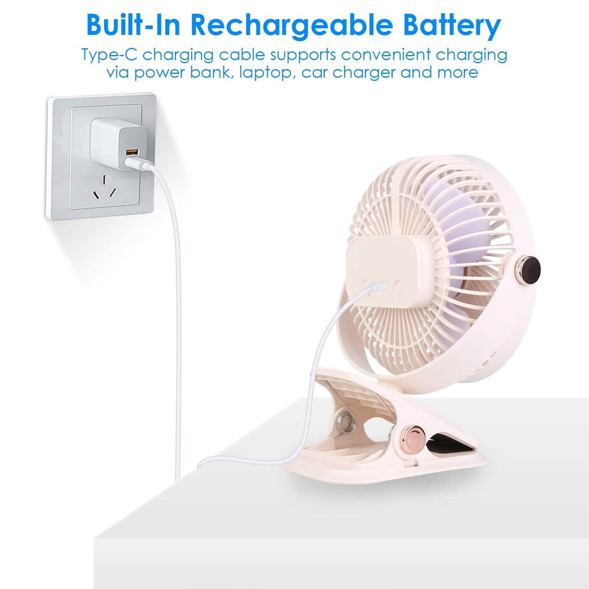 Portable Quiet Rechargeable Clip-On Fan 12